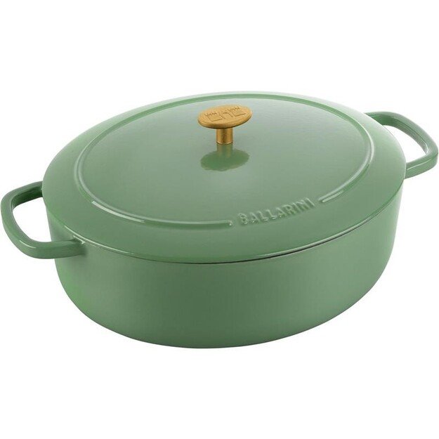 BALLARINI BELLAMONTE OVAL CAST IRON POT 75003-574-0 - 5.5 LTR GREEN