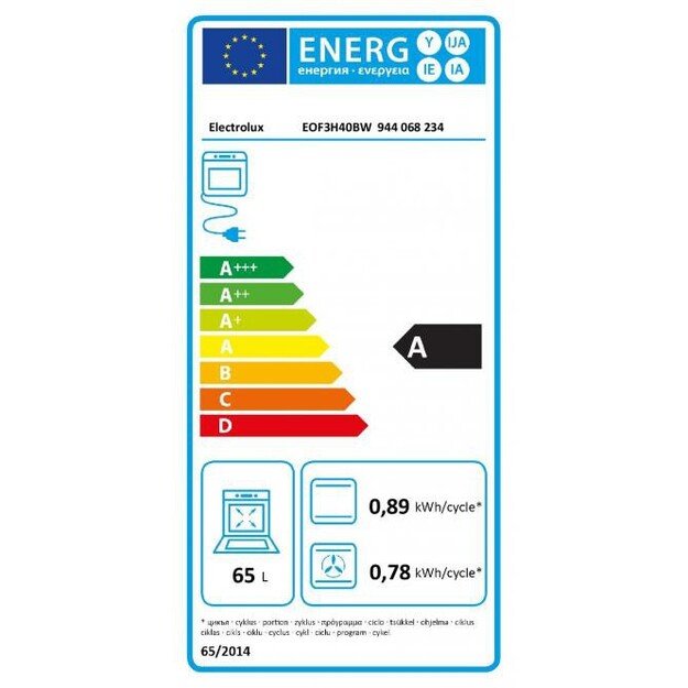 Baltos spalvos elektrinė orkaitė Electrolux EOF3H40BW