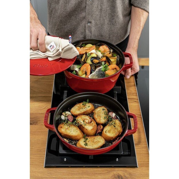 Staub La Cocotte Round Cast iron Casserole baking dish -- SET OF 3 PIECES