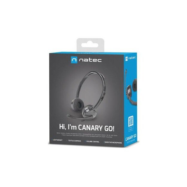 Natec | Headset | Canary Go | Wired | On-Ear | Microphone | Noise canceling | Black