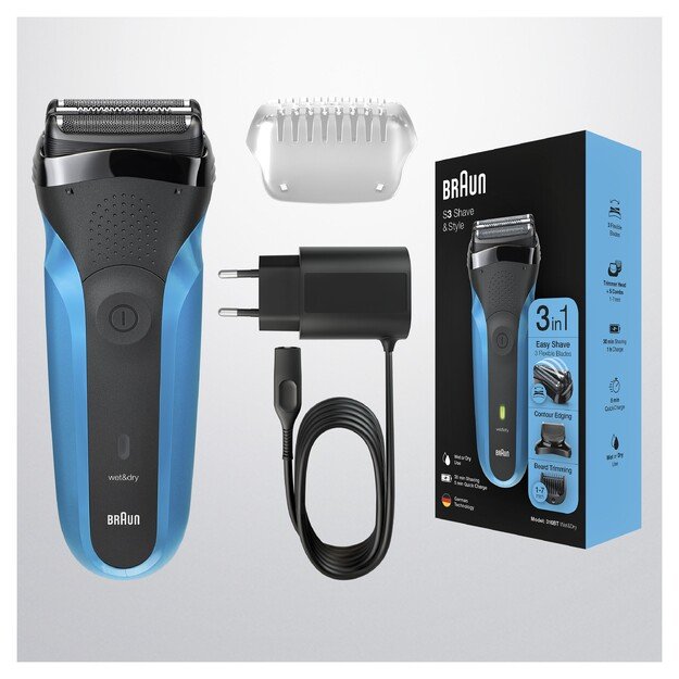 Braun | Shaver with Trimmer | Shave&Style 310BT | Cordless | Wet & Dry | Number of length steps 5 | Black/Blue