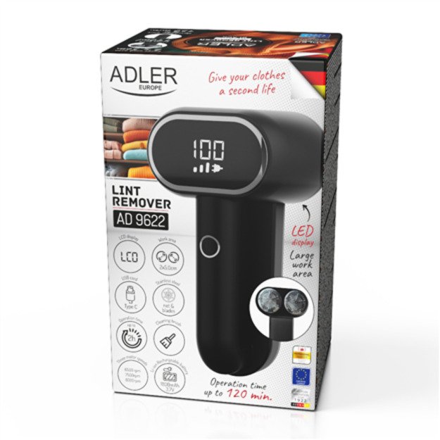 Adler | Lint remover | AD 9622 | Black | Rechargeable battery | 10 W 1