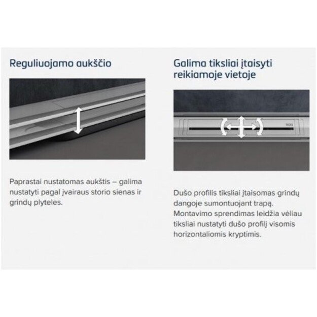 Shower channel set Tece Drainprofile 670800+674000+673002 (800 mm) 11