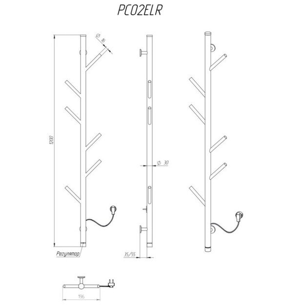 Rank&scaron;luosčių džiovintuvas Kosser Stijka 1200x30 ELR reg. baltas 1