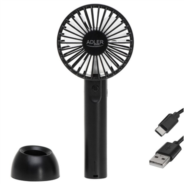 Adler Mini USB Fan | AD 7338 | Desk fan | Black | Diameter 7 cm | Number of speeds 3 5