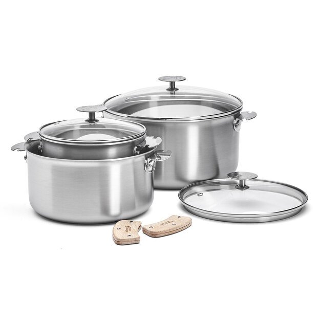 Set of 3 pots with lids and handle Alchimy Loqy