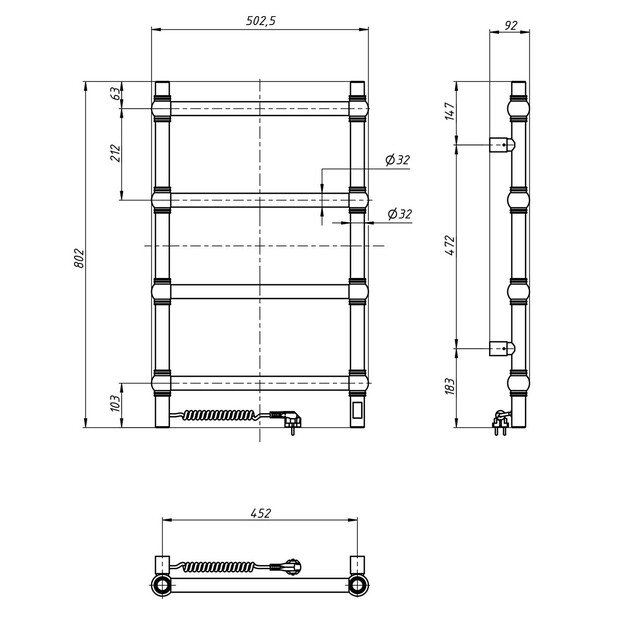 Elektrinis rankšluosčių džiovintuvas Navin Retro 500*800 Sensor kairė 10-040133-5080 1