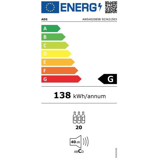 Įmontuojamas vyno &scaron;aldytuvas AEG AWS4020B5B