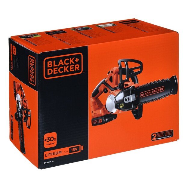 Akumuliatorinis grandininis pjūklas ku. 18V 2,0Ah BLACK+DECKER