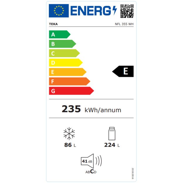 Teka NFL 355 WH Freestanding 310 L E White