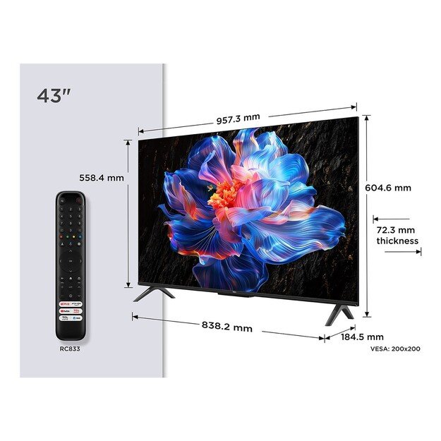 TCL 43P69K TV 109.2 cm (43 ) 4K Ultra HD Smart TV Wi-Fi Black