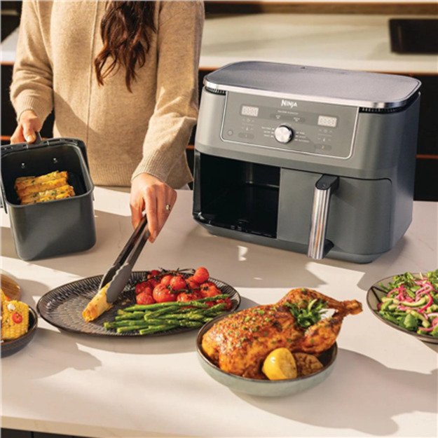 Dual Zone Airfryer | DZ400EU | NINJA Power 2470 W | Capacity 9.5 L | Gunmetal Grey