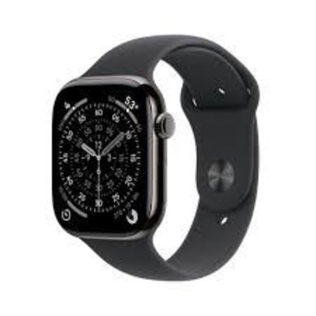 Apple Watch Series 11&Acirc;GPS + Cellular 46mm&Acirc;Slate Titanium Case with Black Sport Band - M/L
