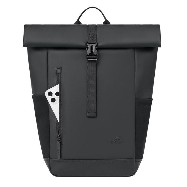 Rivacase Eden backpack Roll top backpack Black Polyester, PU leather