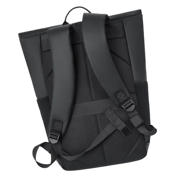 Rivacase Eden backpack Roll top backpack Black Polyester, PU leather