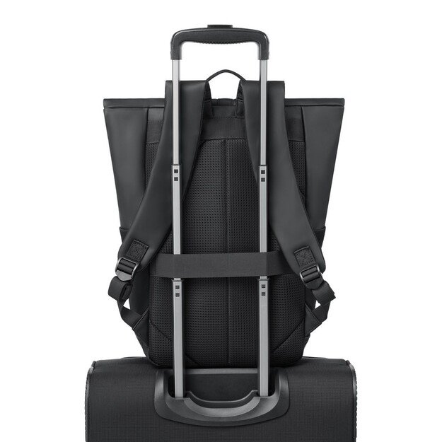 Rivacase Eden backpack Roll top backpack Black Polyester, PU leather