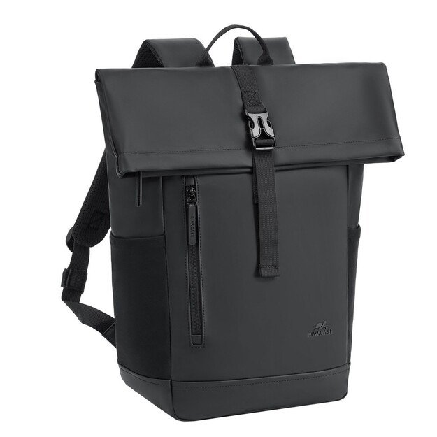 Rivacase Eden backpack Roll top backpack Black Polyester, PU leather