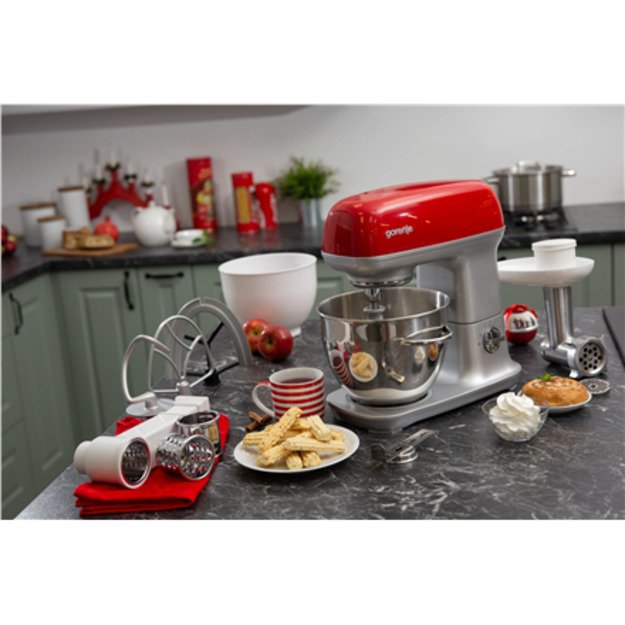 Gorenje Kitchen machine MMC1000RLR Number of speeds 7 1000 W Bowl capacity 4.5 L Meat mincer Stainless Steel/Red 1