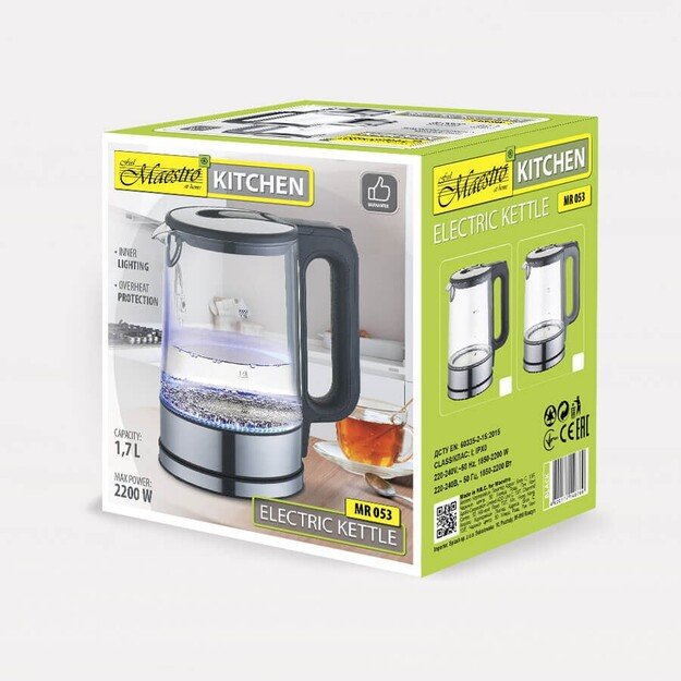 Maestro MR053 electric kettle 1.7 L 2200 W Black, Transparent 1