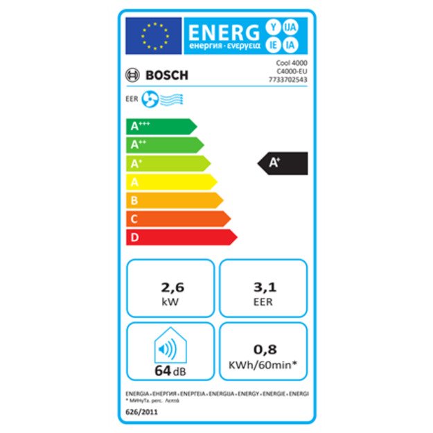 Bosch Mobile Air Conditioner | Cool 4000 | Suitable for rooms up to 85 m&sup3; | White/Black
