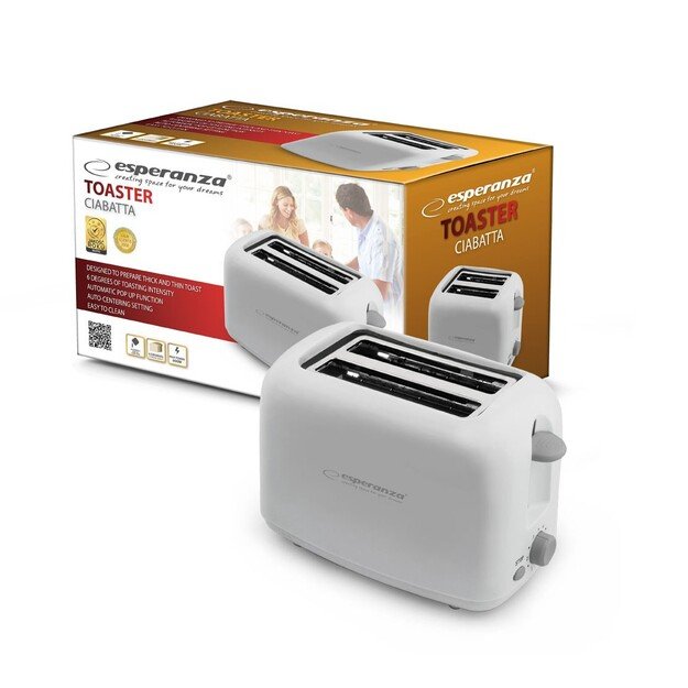 Toaster Esperanza Ciabatta EKT002 (600W, white color)