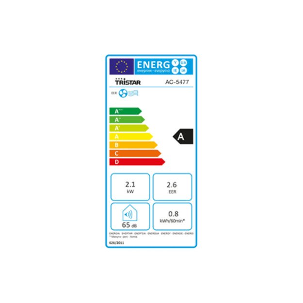 Tristar | Air Conditioner | AC-5477 | Suitable for rooms up to 60 m&sup3; | Number of speeds 2 | Fan  function | White