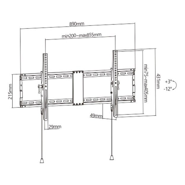 Gembird | Wall mount | WM-90T-01 | Tilt | 43-90   | Maximum weight (capacity) 70 kg | Black