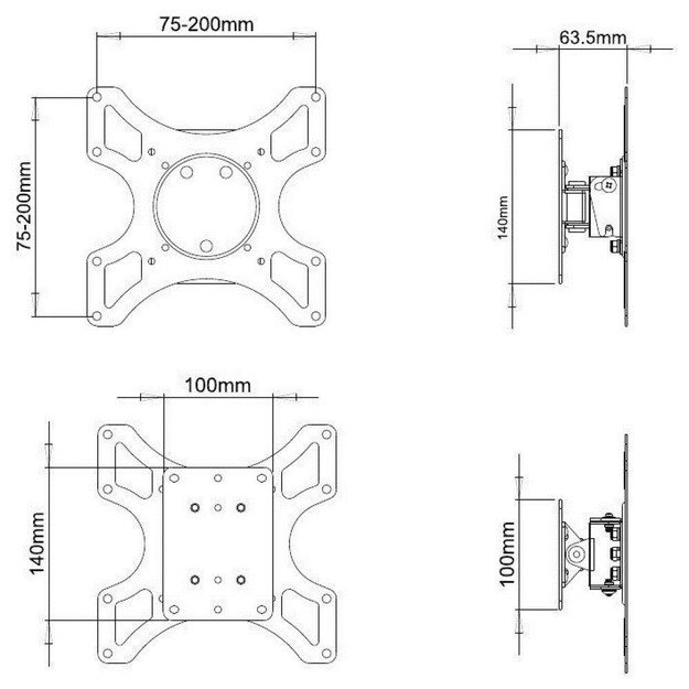 Techly 19-37  Wall Bracket for LED LCD TV Tilt 1 Swivel Black  ICA-LCD 2900B