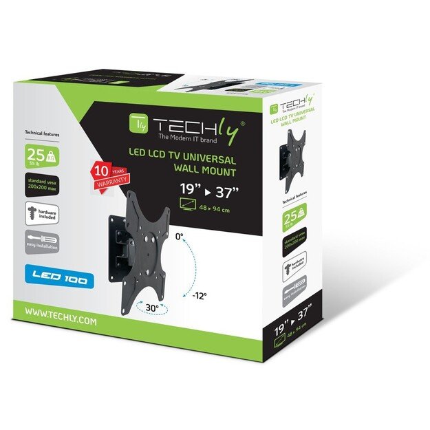 Techly 19-37  Wall Bracket for LED LCD TV Tilt 1 Swivel Black  ICA-LCD 2900B
