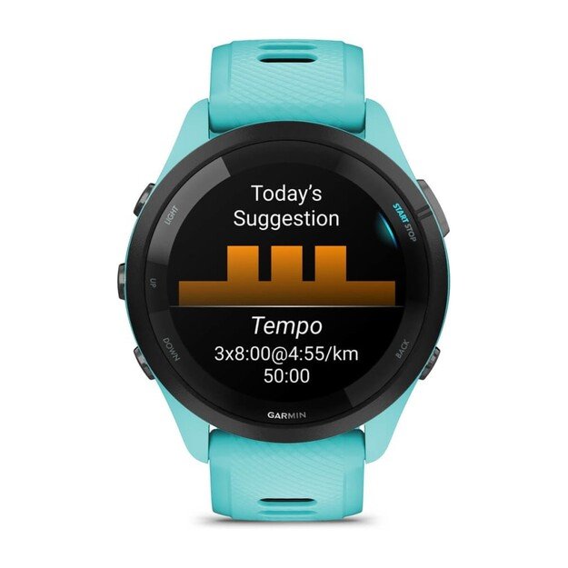 Garmin Forerunner 265 3.3 cm (1.3 ) AMOLED 46 mm Digital 416 x 416 pixels Touchscreen Black, Blue Wi-Fi GPS (satellite) 5