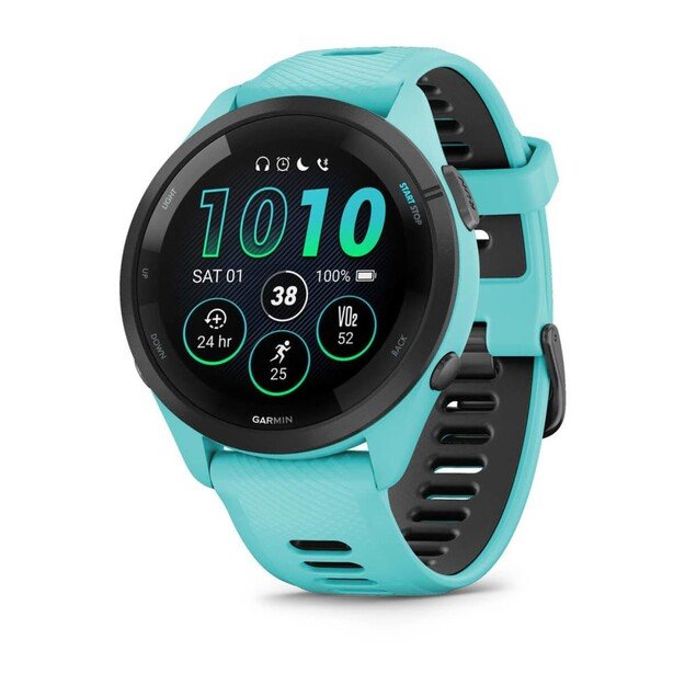 Garmin Forerunner 265 3.3 cm (1.3 ) AMOLED 46 mm Digital 416 x 416 pixels Touchscreen Black, Blue Wi-Fi GPS (satellite)