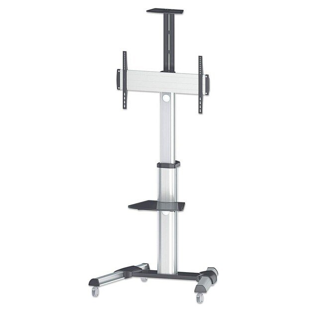 Manhattan TV and Monitor Mount, Trolley Stand, 1 screen, Screen Sizes: 37-65 , Silver, VESA 200x200 to 600x400mm, Max 50kg,