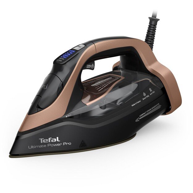 Tefal Ultimate Power Pro FV9E50 Dry and Steam iron Durilium AirGlide Autoclean soleplate 3200 W Black, Copper 2