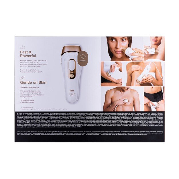 Braun Silk-expert Pro 5 Epilator | PL5052 | Bulb lifetime (flashes) 400.000 | Number of power levels 10 | White/Gold