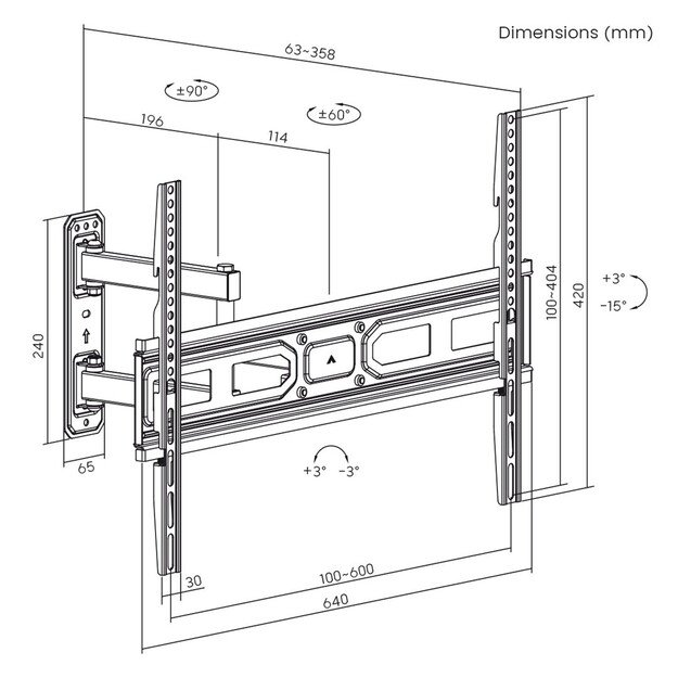 Maclean MC-798N TV Mount, Bracket for TV max VESA 600x400, 37-70 , 35kg