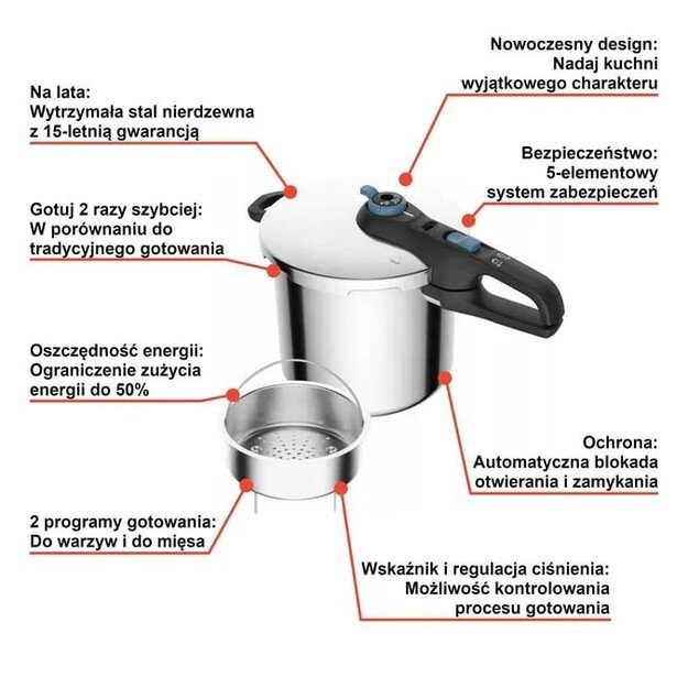 Pressure cooker TEFAL SECURE TRENDY 8L P2584401 1