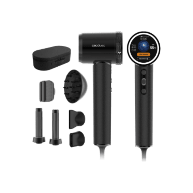Cecotec Hair Dryer | DryGlam Waves i-Sensor Pro | 1600 W | Number of temperature settings 4 | Ionic function | Black | Diffuser 