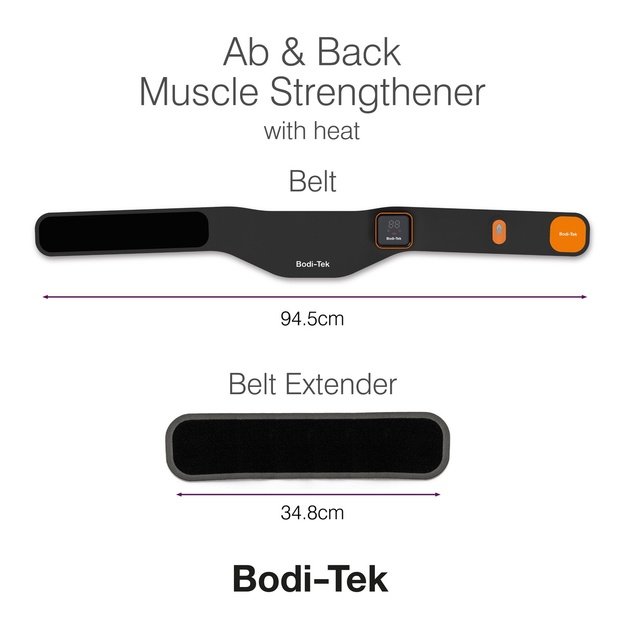 Bodi-Tek Ab & Back Muscle Strengthener With Heat, Black/Orange
