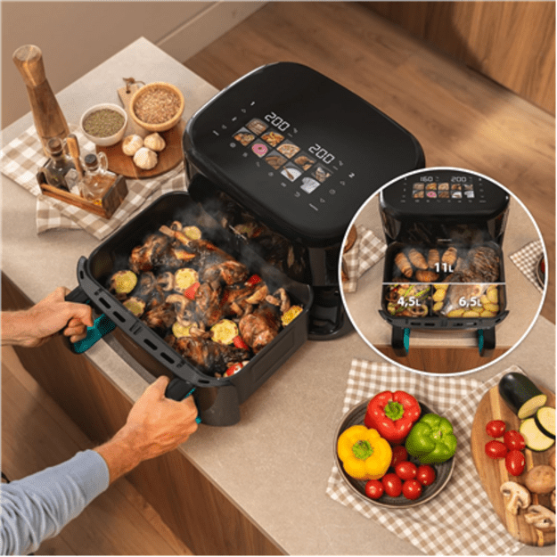 Cecotec Double hot air fryer | Cecofry&Grill Smokin Prime 11000 | Power 2800 W | Capacity 11 L | Black