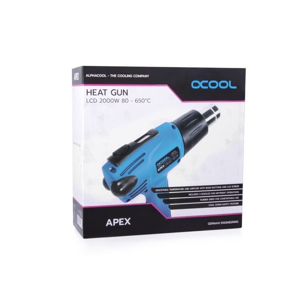 Alphacool 10178 heat gun Hot air gun 650 &deg;C 2000 W Black, Blue