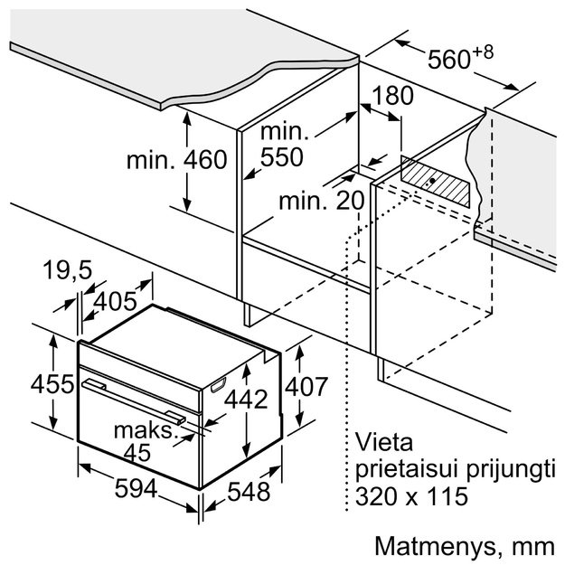 Įmontuojama kompakti&scaron;ka orkaitė, Bosch CMG7241W1, su mikrobangų funkcija