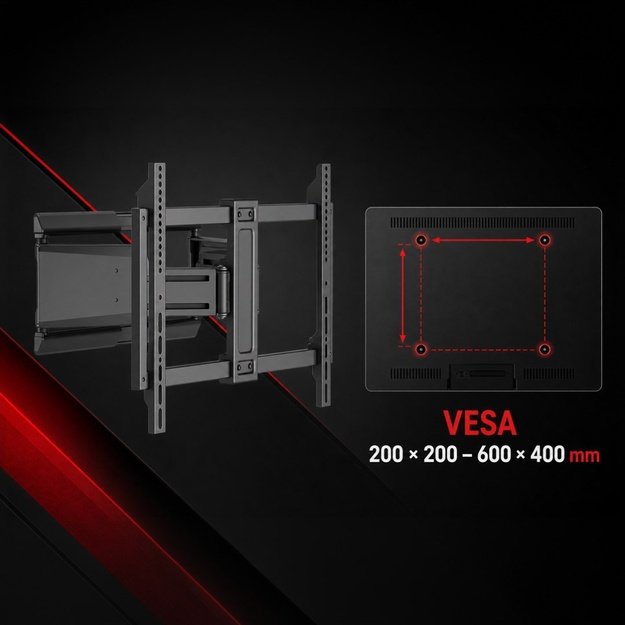 Maclean TV Mount / Bracket, max. VESA 600x400, 37-90 , max. load 65 kg, black, MC-881 N