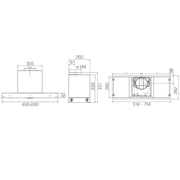 Įmontuojamas gartraukis Elica HIDDEN ADVANCE PLUS IX/A/52, PRF0180299A