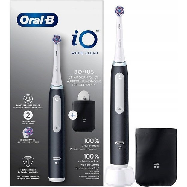 Oral-B iO White Clean Electric toothbrush, Black/White | Oral-B