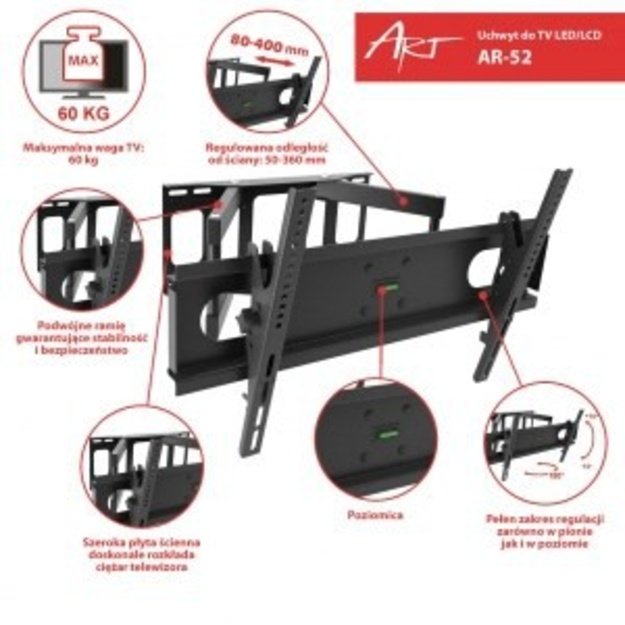 Mount wall for TV ART AR-52 (Wall, 30  - 70 , max. 60kg)