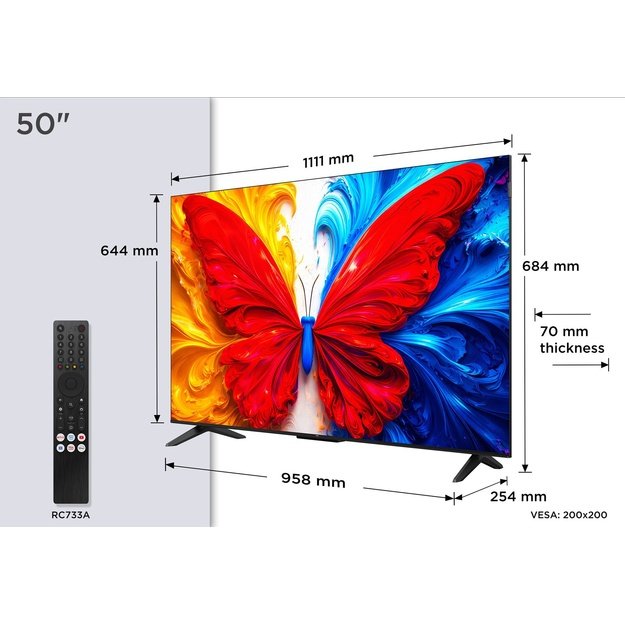 TCL S5L 50S5L TV 127 cm (50 ) 4K Ultra HD Smart TV Wi-Fi Black 300 cd/m&sup2;