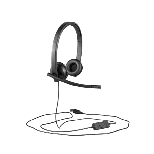 Logitech H570e Mono MS Teams Laidinės ausinės USB-A, Juoda
