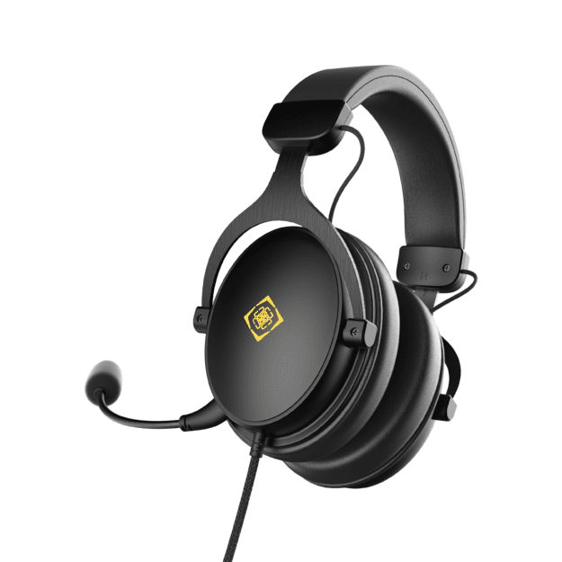 DH320 laidinės žaidimų ausinės DELTACO GAMING, i&scaron; odos, 3.5mm jungtis, garsumo ir nutildymo mikrofono valdikliai / GAM-190 