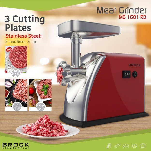 Brock MG 1601 RD Meat Grinder 1400W, Red/Steel
