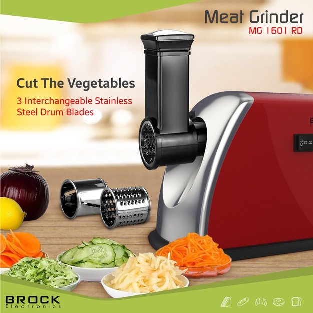 Brock MG 1601 RD Meat Grinder 1400W, Red/Steel
